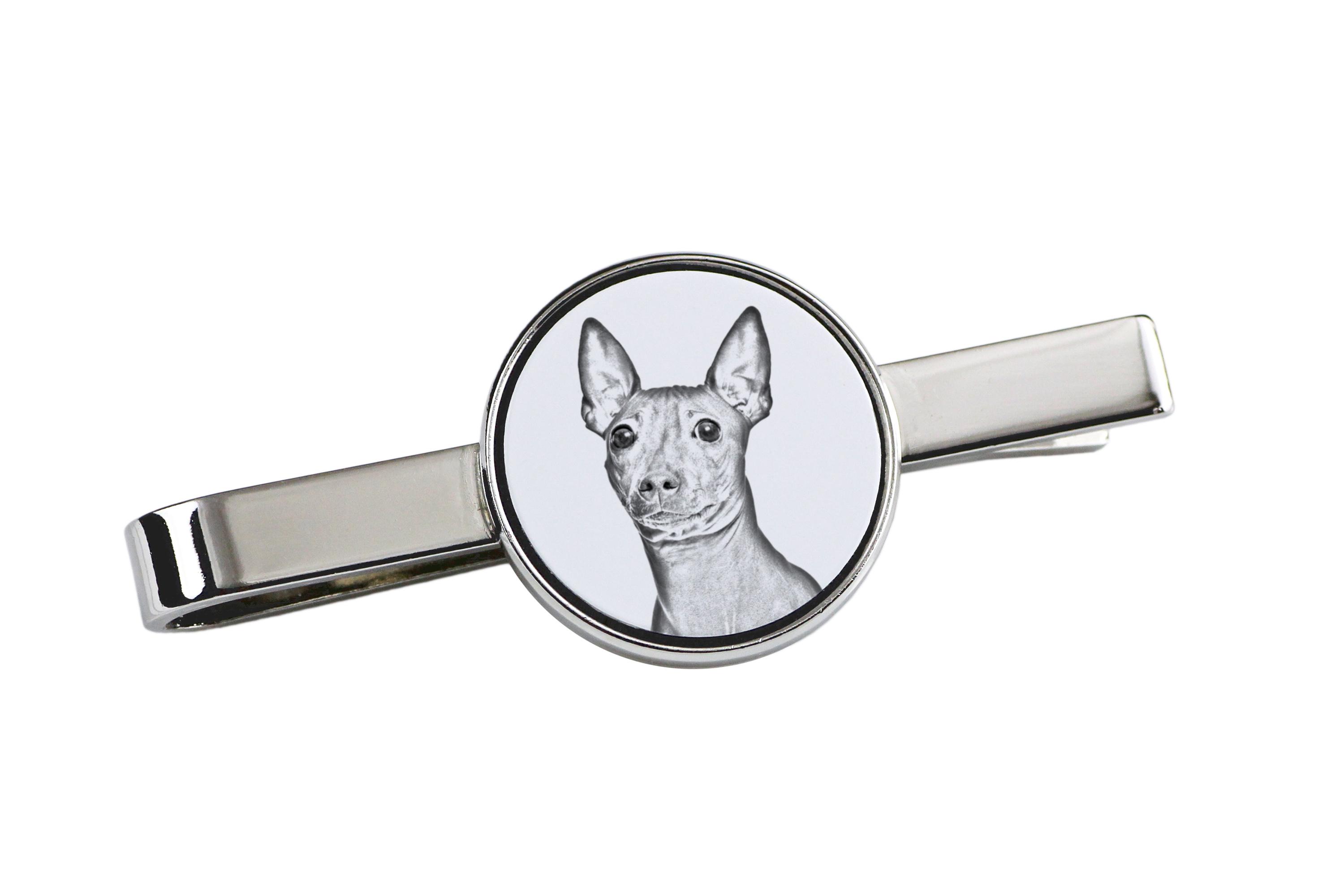 

American Hairless Terrier - tie clip with a dog, personalized tie clip, a unique gift for a man from the Art-Dog brand срібний