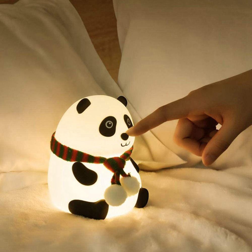 Color Changeable Panda Night Light Percussive Dimmable Table Lamp Panda Desk Lamp Bedroom Decor