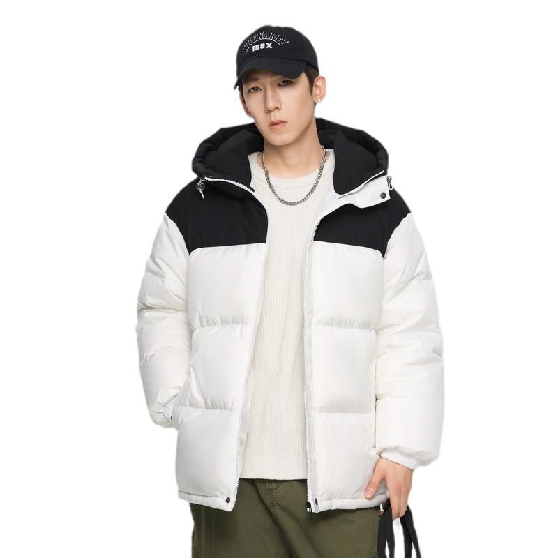 Autumn and Winter New Coat Men's Solid Color Hooded Loose Warm White Duck Down Men's and Women's Couples