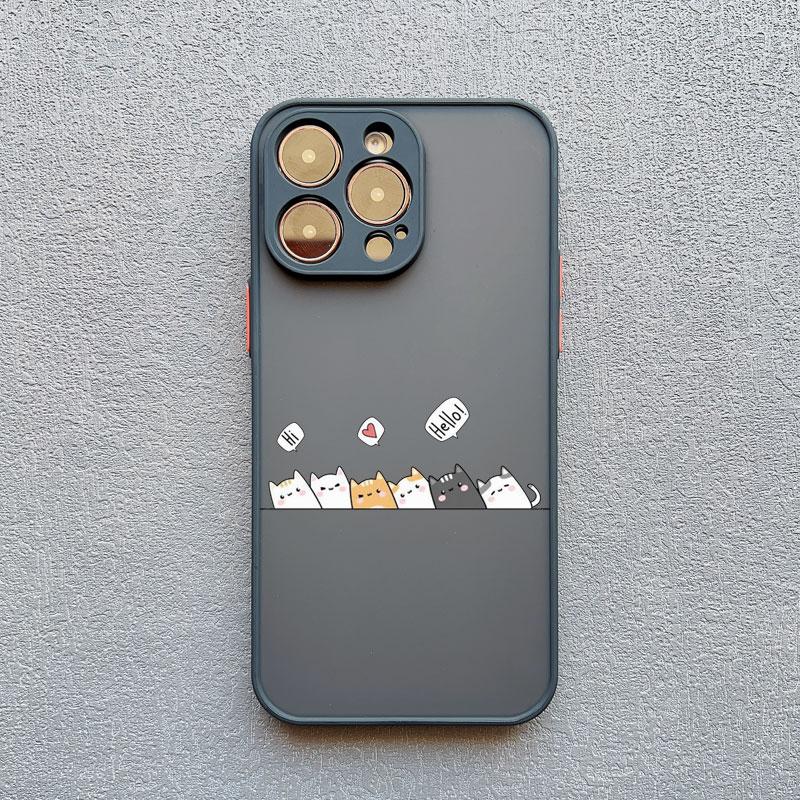 Cute Funny Cartoon Cat Phone Case for iPhone 15 14 Pro Max Plus 13 12 11 Pro Max Mini XS XR X 8 7 Plus SE2 Shockproof Back Cover