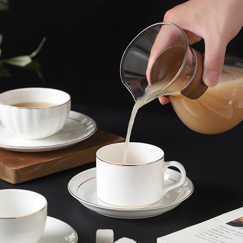 Elegant Bone China Gold Rim Coffee Cup & Saucer Set