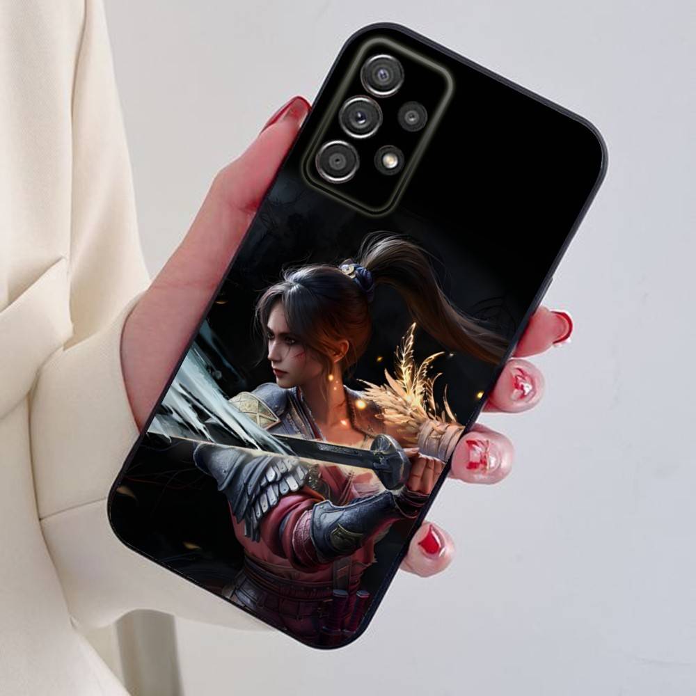Wuchang Fallen Feathers Phone Case For Samsung S24,21,22,23,30,Ultra,20,Plus,Note,10,9,Black soft silicone case Samsung S30Ultra5G