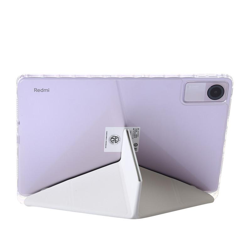 11" Smart Folio PU Leather Acrylic Hard Back Stand Cover for Redmi Pad SE Case with Pencil Holder Foldable Protective Skin Feel
