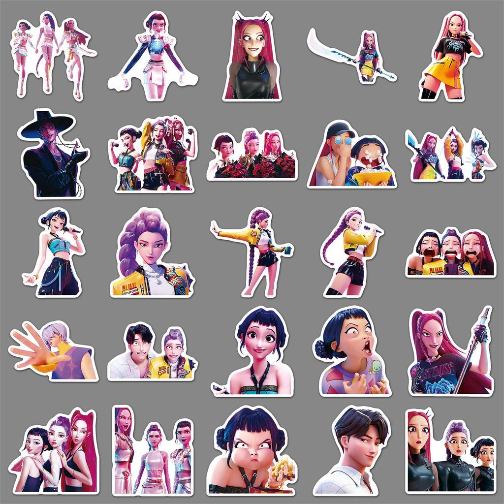 Demon Hunters KPOP Movie Stickers - 50 Waterproof Decorative Sheets