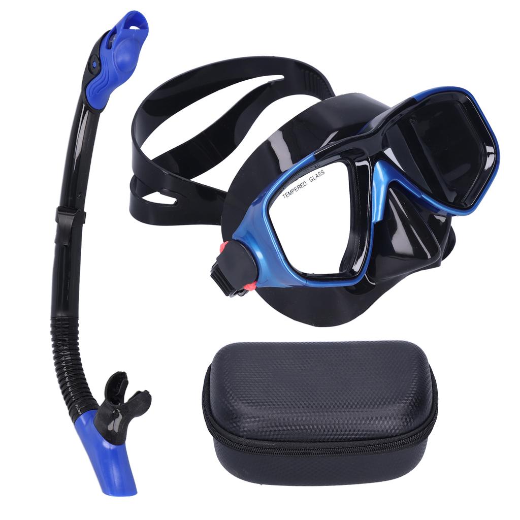 Snorkeling AntiFog Goggles Set Diving Glasses with Full Dry Snorkel for Kids Adults(Blue GogglesSnorkel )