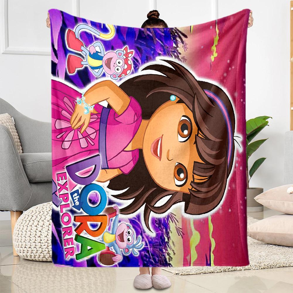 Dora Explorer Blanket Comfortable Great for Picnics Chair Livingroom All-Season Use Modern Style Gifts For Family Or Friends