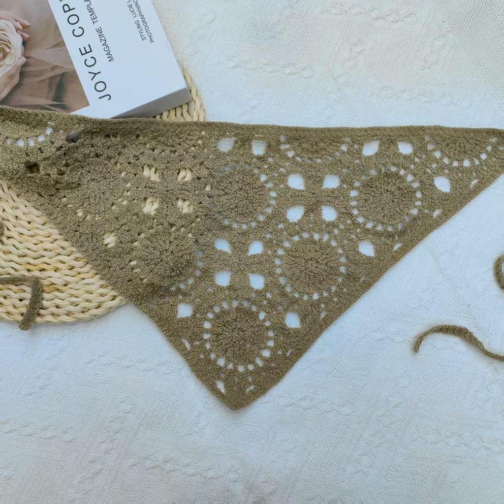 Korean Style Knitted Triangle Headscarf: Sweet Geometric Pastoral Hair Band