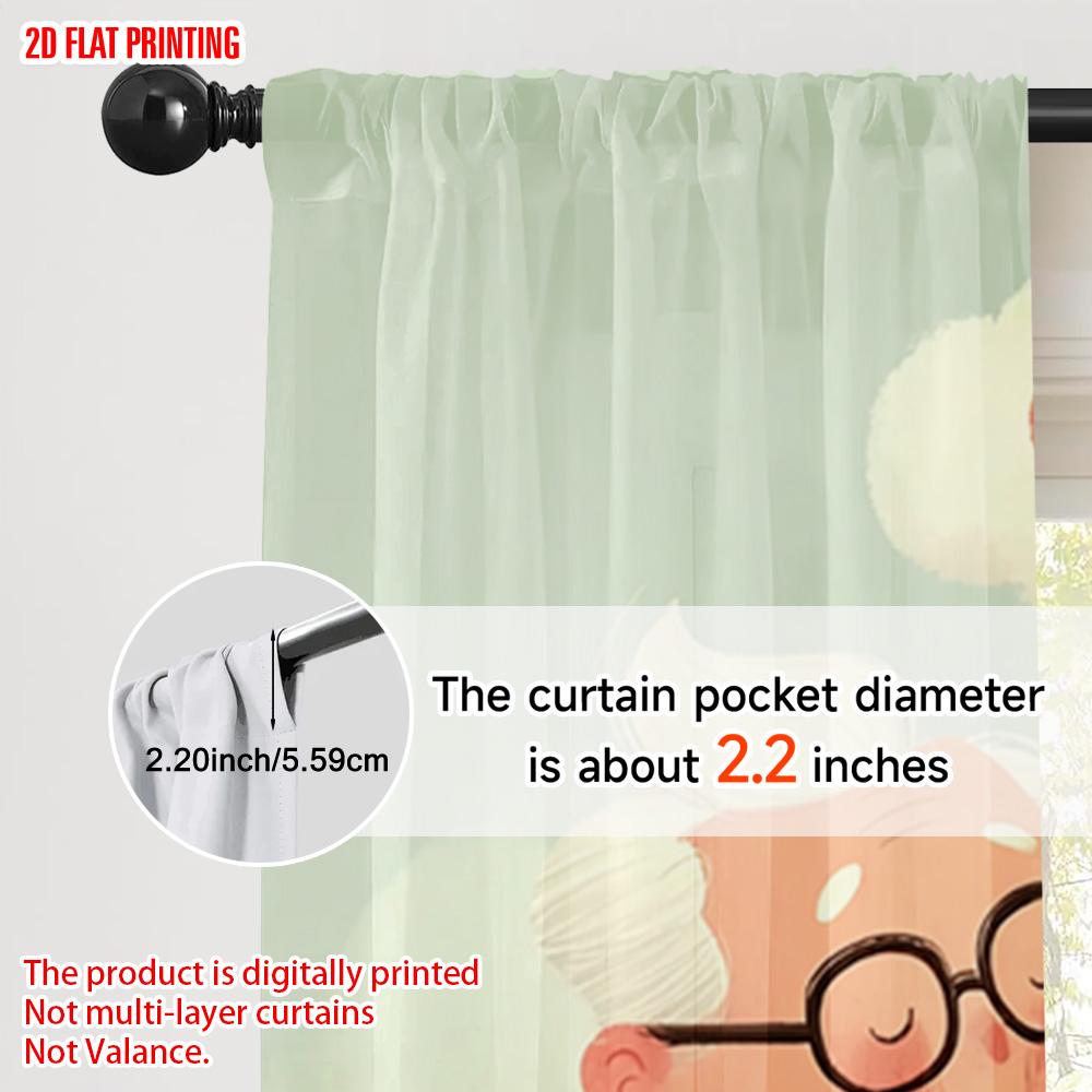 2pcs, plane printing Curtains&Window Treatment Grandparents embrace2 100% Polyester (without rod) Versatile All Use for