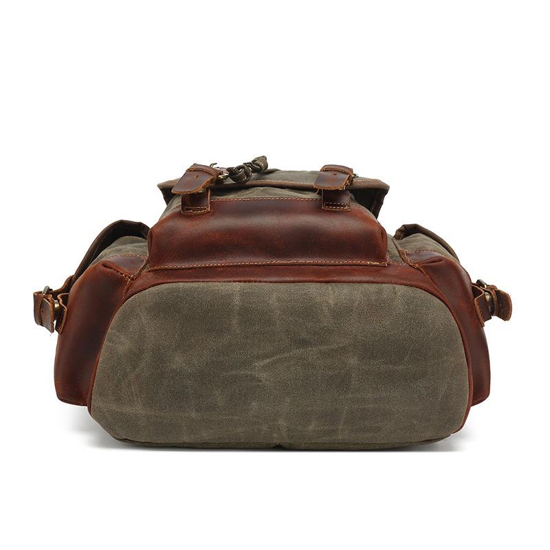 Unisex Waterproof Waxed Canvas Travel Backpack for Outdoor Sports and Laptops