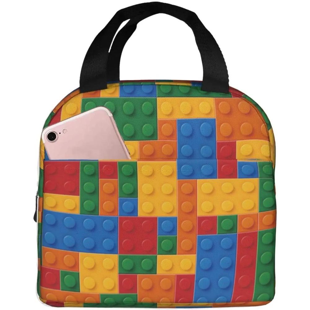 Blauer Pixel Männer Frauen Erwachsene Frohes Thanksgiving Halloween Lunchtasche Snacktasche für Arbeit Büro Outdoor Picknick Wasserdicht