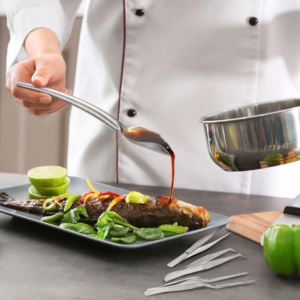 6/12Pcs Dessert Tools Plating Drizzle Spoons Culinary Precision Spoons  Plate Decorating