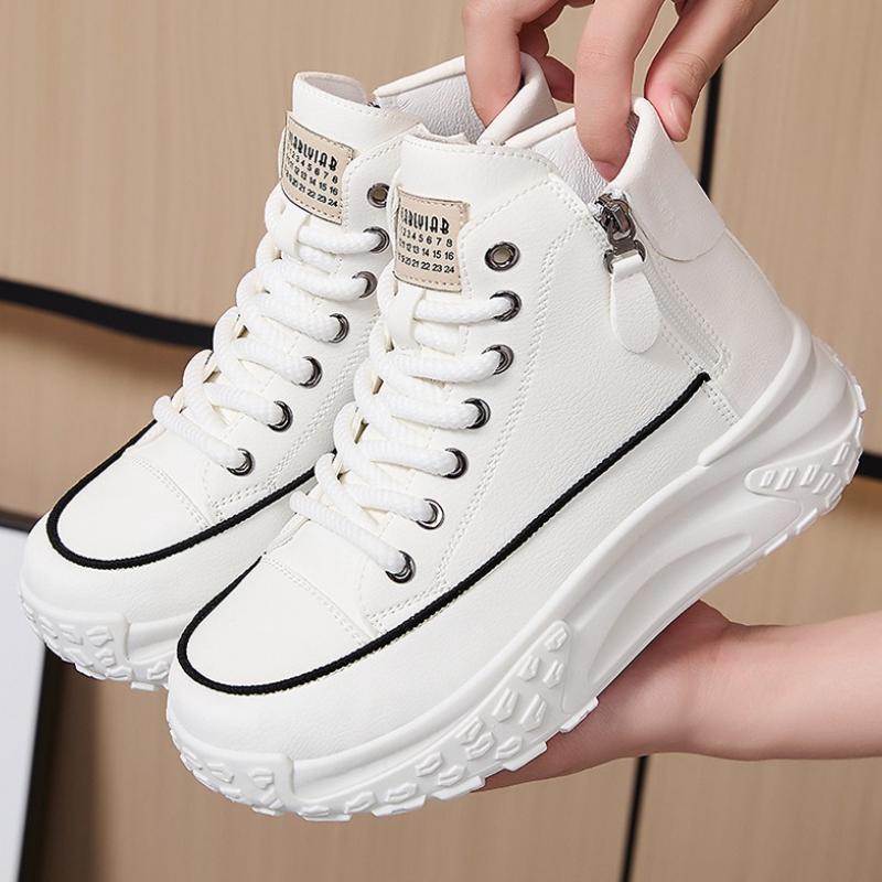 Designer High Top Ladies Platform Shoes Luxury Fashion Zipper Sneakers New Versatile Comfortable Height Increasing Casual Shoes