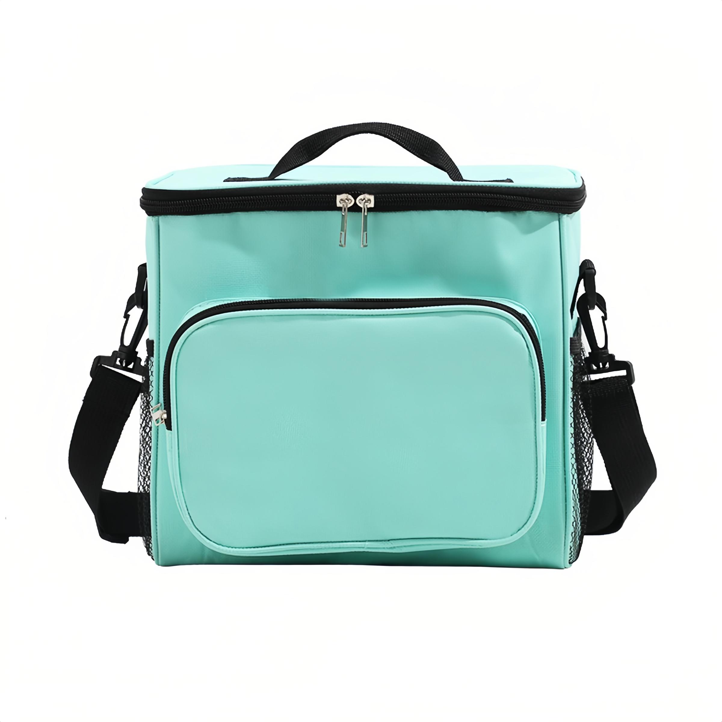 

Термосумка для ланча - большая вместительная изолированная сумка через плечо, сумка-холодильник из ткани Оксфорд с ручками и на одно плечо - коричневый