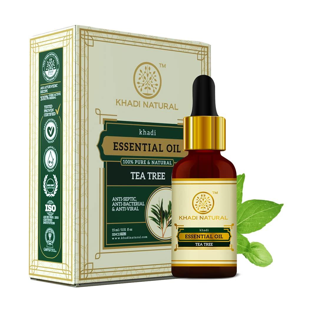 

Khadi Natural Tea Tree Essential Oil 15 ml For Acne Prone Skin Scalp Care Aromatherapy Purifying Hair Treatment
