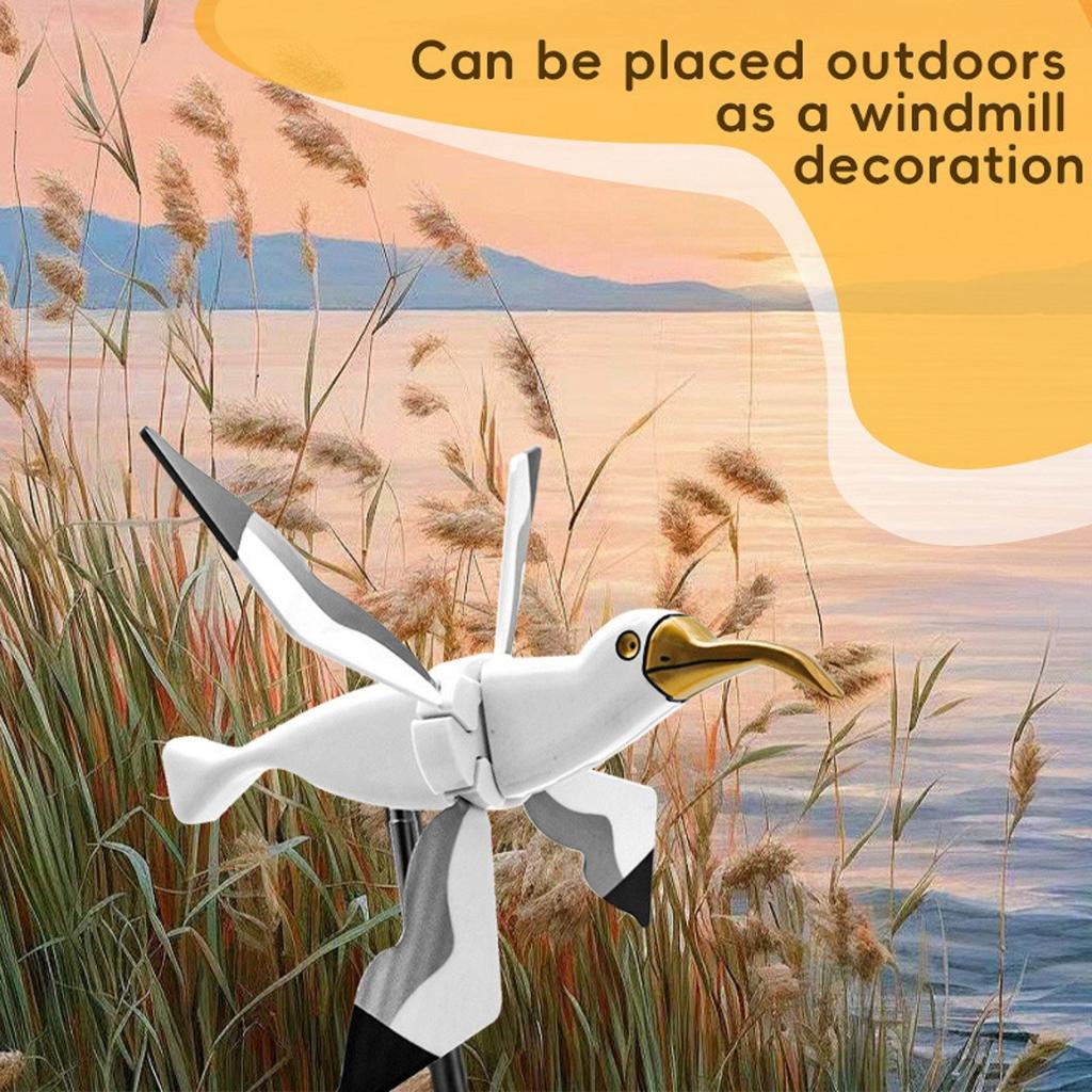 Outdoor Seagull Windmill Personalized Garden Lawns Plastic Seagull Shaped Decorative Plugin