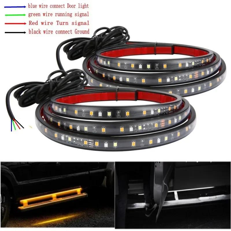 

2PCS Truck Car Warning Light Strip 12V Emergency Strobe Side Step Light Strip Amber White Flashing Turn Signal Lamp 48/60 Inch 1.2M