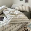 Retro Striped Four-piece Set, Cotton Pure Cotton 100 Washed Cotton Bed Sheet Quilt Cover, Male Student Dormitory Bed Three-piece Set 1