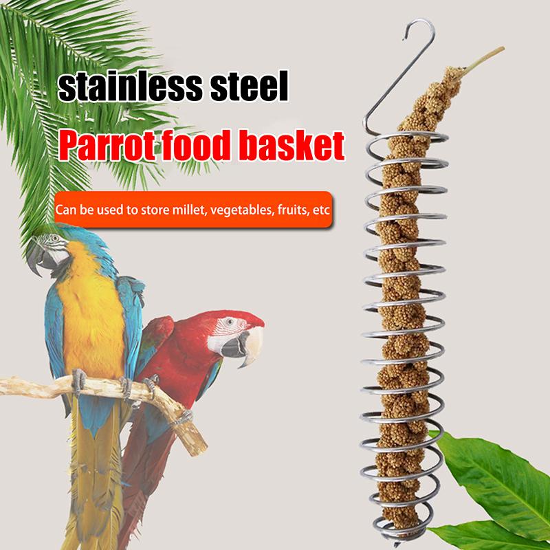 Spiral Parrot Feeder Fruits Vegetable Basket Bird Food Holder Feeding Device Bird Cage Foraging Toy Birdcage Pet Accessories