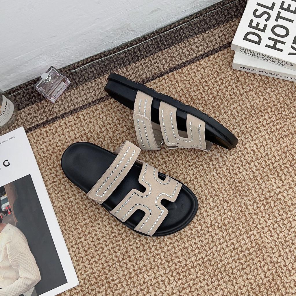 Summer new thick-soled cool slippers women wear high-end grape mother second uncle slippers high-quality outer sandals women