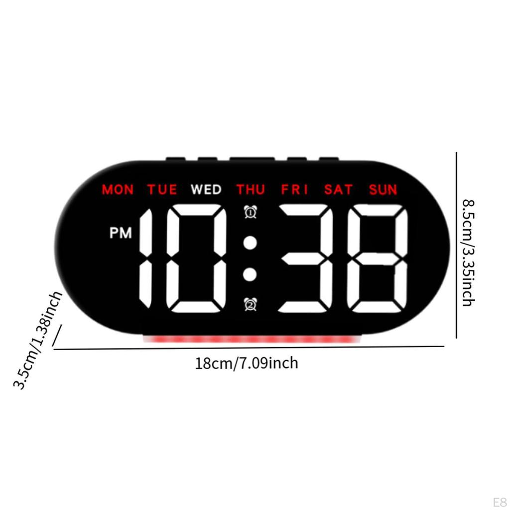Digital Alarm Clock with LED Display, Date And Week Functionality, Adjustable Brightness for Bedroom