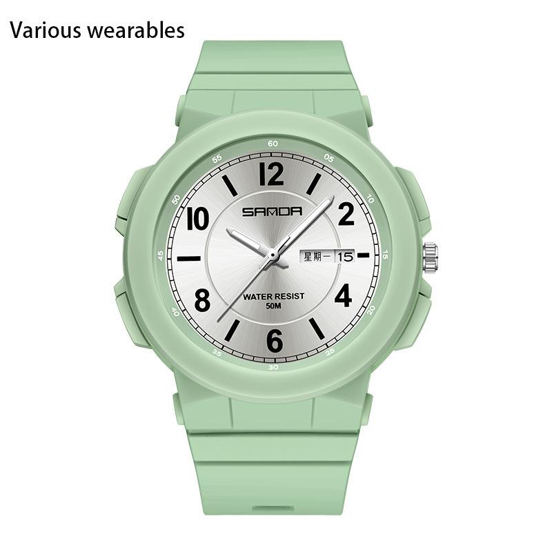 New Style Electronic Form Movement Double Calendar Fashion Trend Personality Male and Female High School Watch