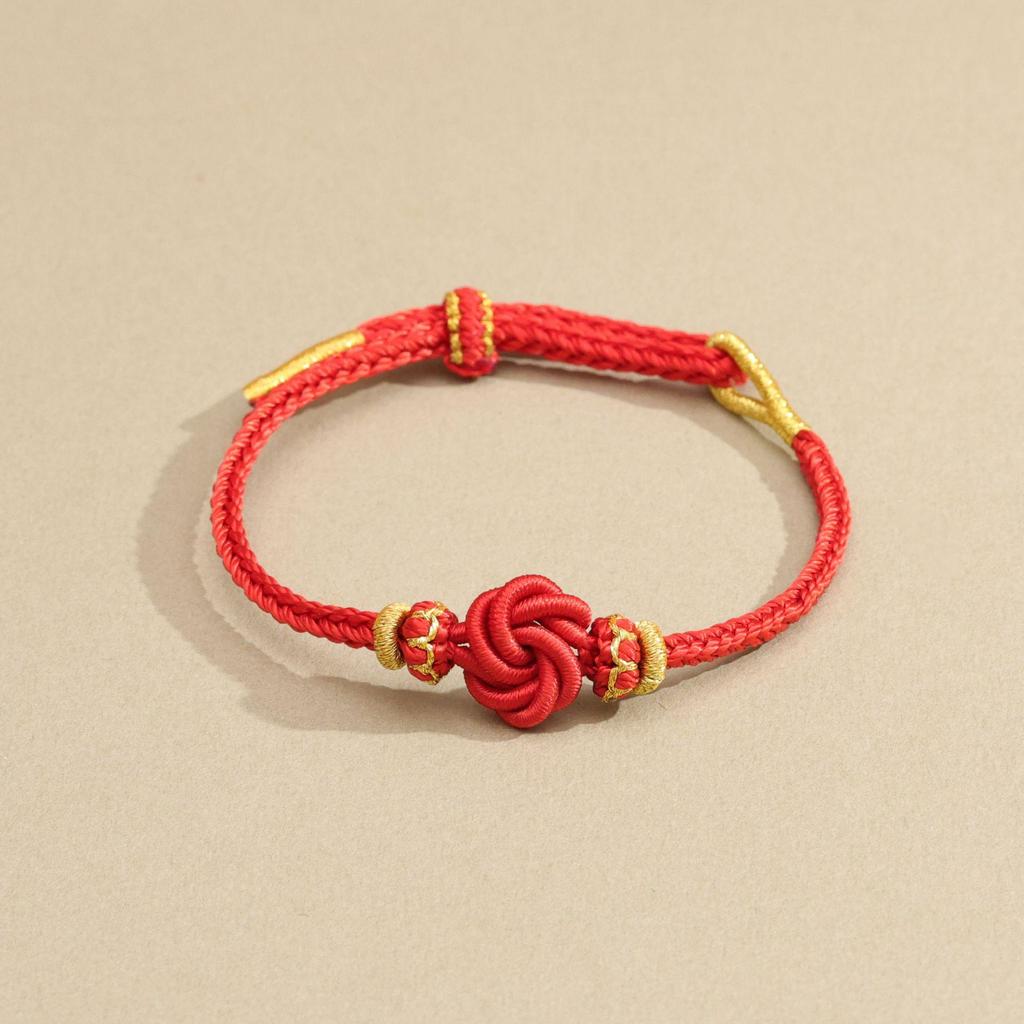 Mandala Red String DIY Hand-Woven Bracelet: Compatible with Beads & Gold Ornaments
