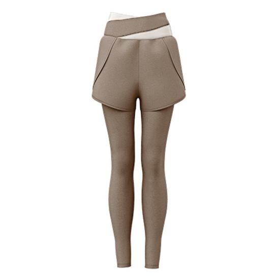 Women's High Waist Yoga Pants Fake Two Piece Quick Dry