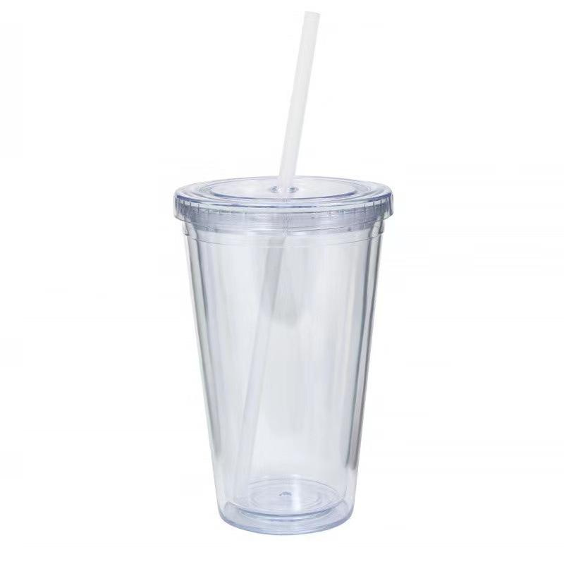 650ml Clear Straw Tumbler with Lid and Straw, Large Reusable Drinking Cup for and Beverages