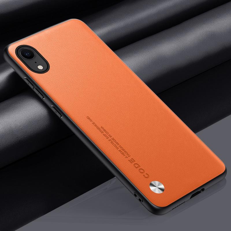 Lyxigt PU-läderfodral för iPhone XR Baksida Matt TPU Silikon Stötsäkert Fullständigt Skydd Telefonfodral för iPhoneXR Coque