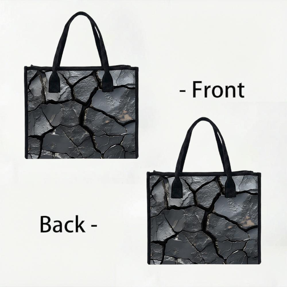 Trendy Cracked Pattern Tote Bag Large Capacity Daily Shoulder Handbag For Women Casual Commute Use