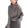 Women's Half-Zip Hooded Loose Knit Sweater - Cozy Autumn/Winter 2026 Collection