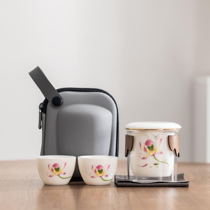 Bank Company Small Gift Set Suet Jade Porcelain Kung Fu Travel Tea Set