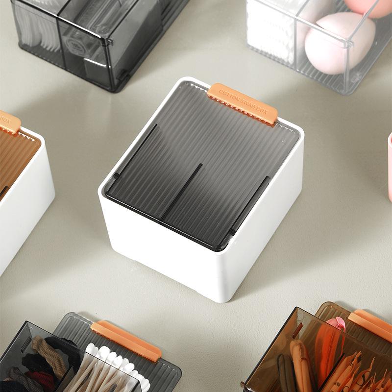 Wall-Mounted Cotton Swab and Pad Storage Box with Flip Cover - Perfect for Makeup Removers, Hair Ties, and Scrunchies