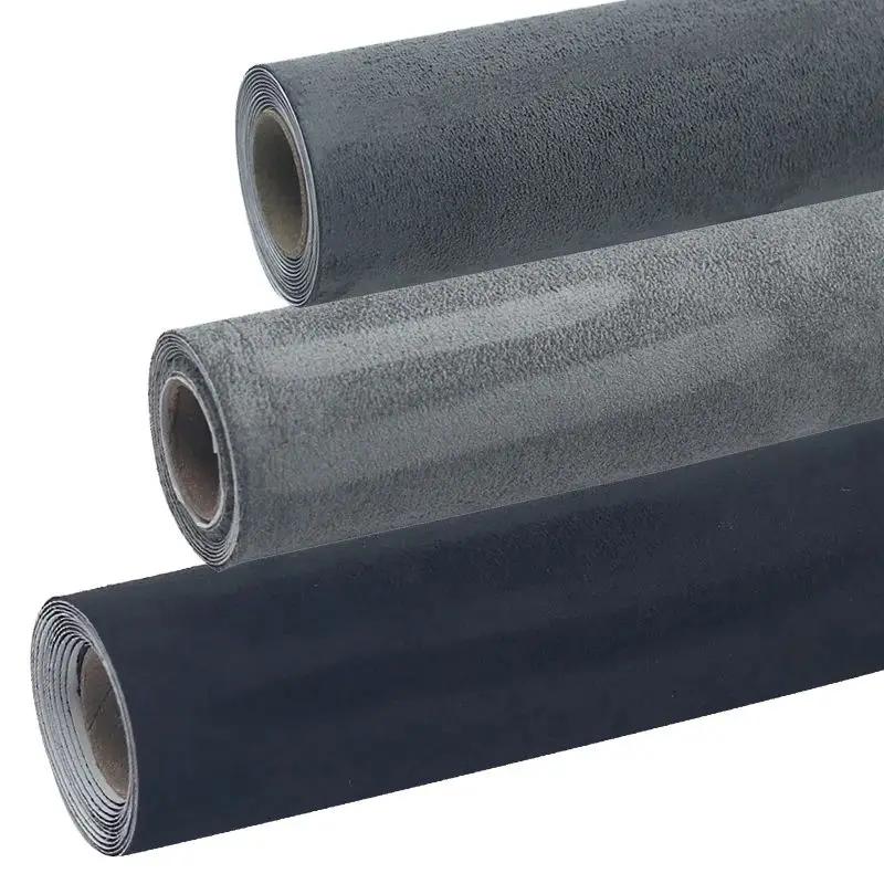 50cm*200cm Black Gray Color Self Adhesive Suede Fabric Sticky Velvet Leather Upholstery Fabrics for Car Headliner Interior Decor colore grigio scuro