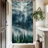Misty Forest Shower Curtain Set Foggy Pine Trees Birds Nature Landscape Bathroom Decor Grey Rustic Woodland Shower Curtains for