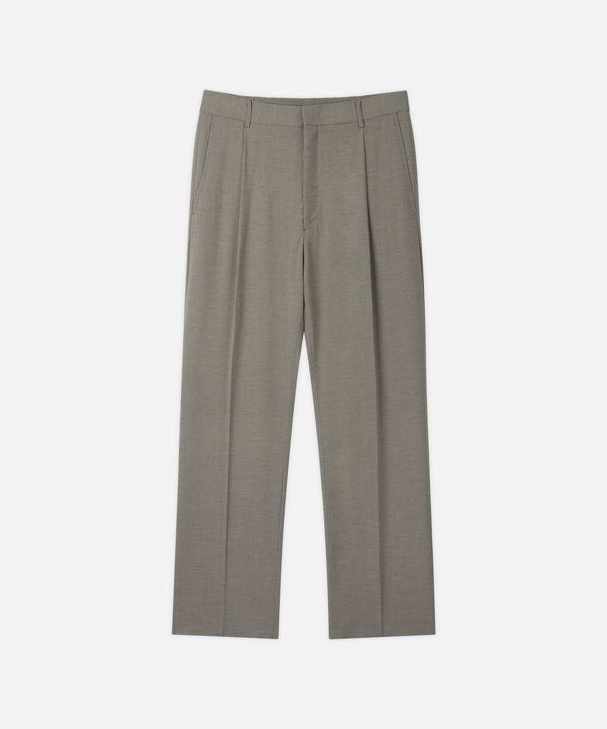 DRAW FIT Single-Pleat Elastic Linen Tapered Slacks [L.Khaki]