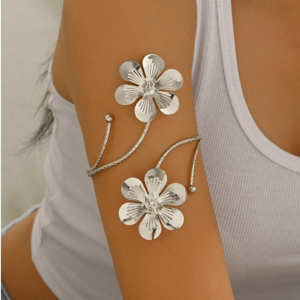 Bohemia Style Flower Bracelet Floral Armband Vintage Open Arm Bangle  Girls