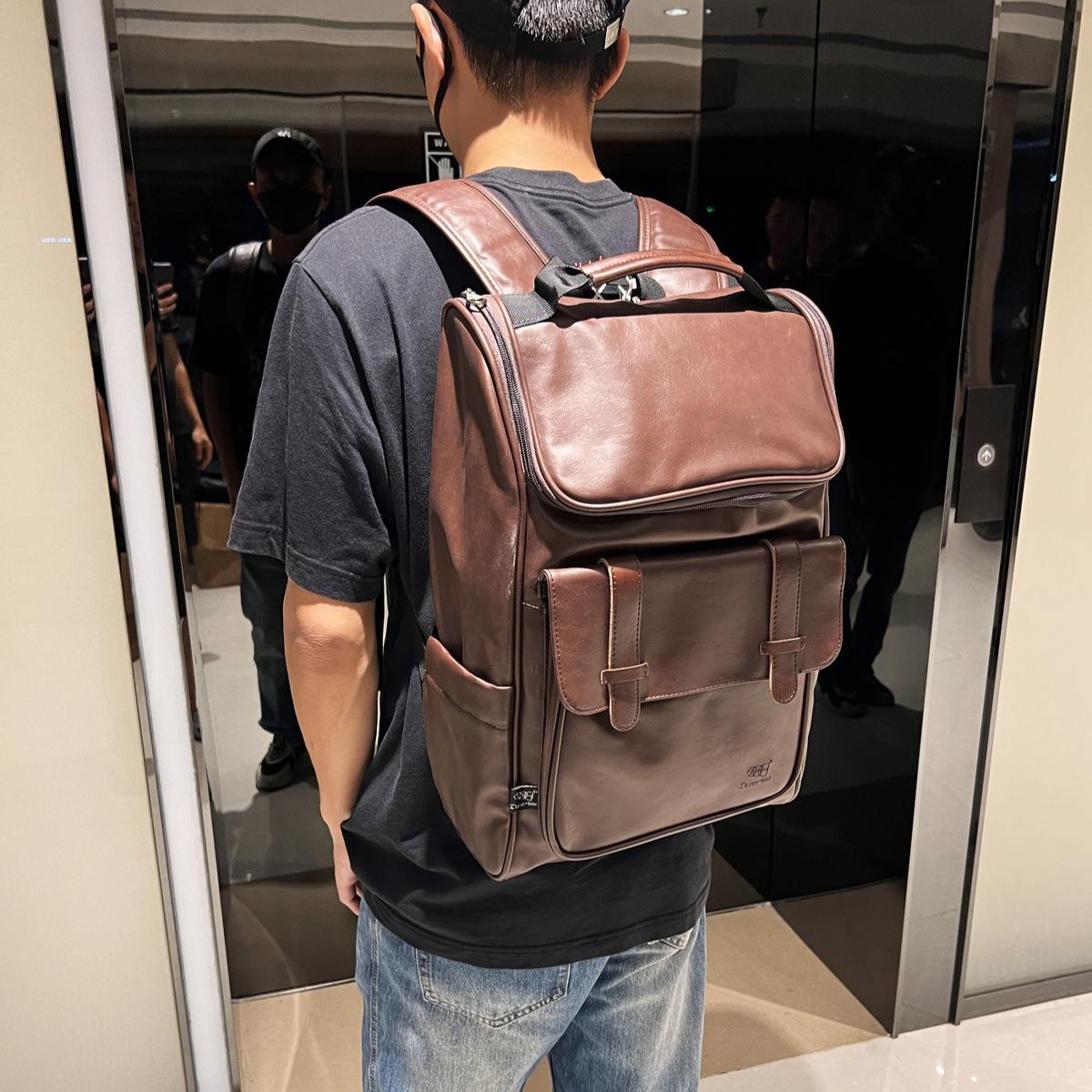 

Корейский тренд Рюкзак мужской из натуральной кожи: Стильная студенческая, деловая, дорожная сумка