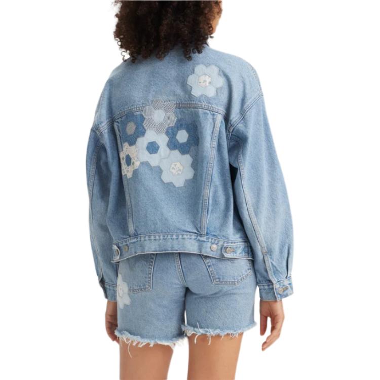 Levis Patch Embroidery Casual Comfortable Denim Jacket Women Jackets Blue A1743-0063