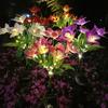 Outdoor Solar Simulated Flower Decor Lights, Courtyard Decor Light, Solar Flower Lights with 7 Orchid Flowers,Inground Lawn Lamp