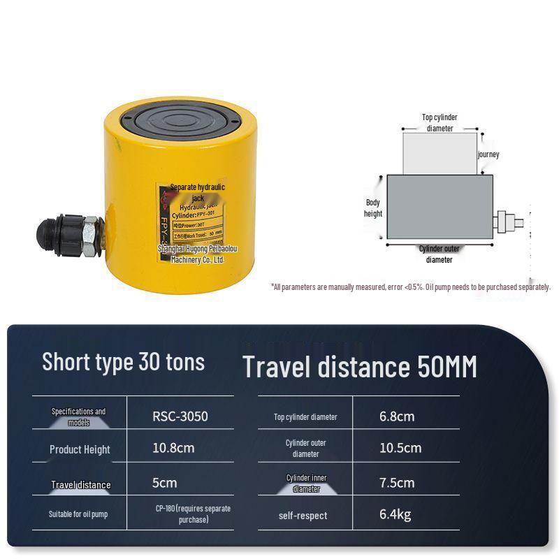 Split Ultra-Thin Hydraulic Cylinder: 5T, 10T, 20T, 30T, 50T, 100T - Extended and Short Types