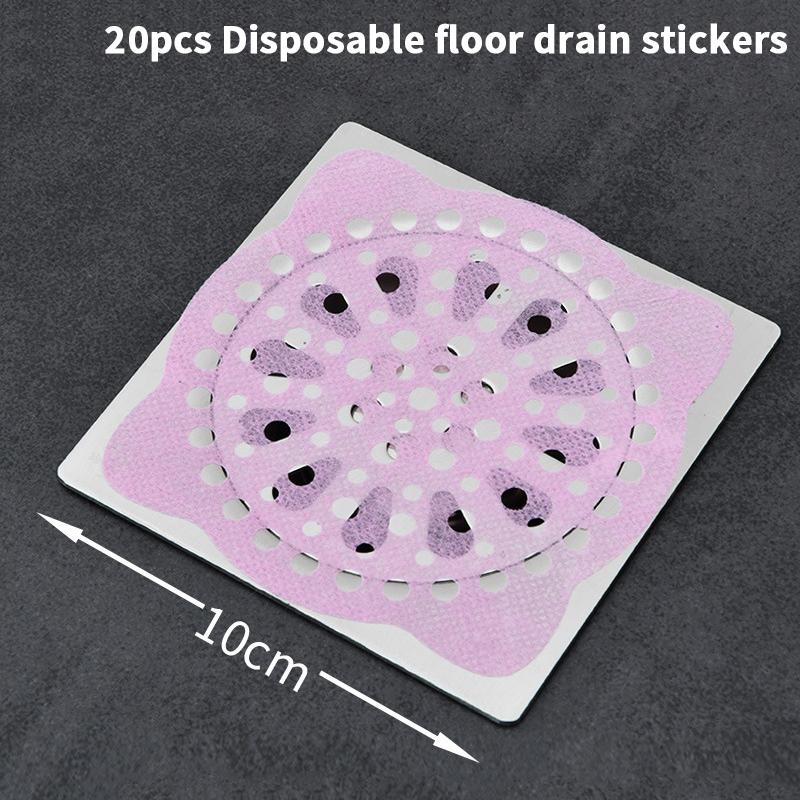 20Pcs Disposable Shower Drain Hair Catcher Strainer Filter Sticker Kitchen Sink Sewer Outfall Stopper Bathroom Floor Drain Cover