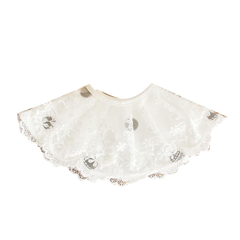 Korean Style Toddler Kids Lace Floral Bibs Cute Hollow Out False Collar Children Clothes Accessiory Pure Color Baby Girls Cotton