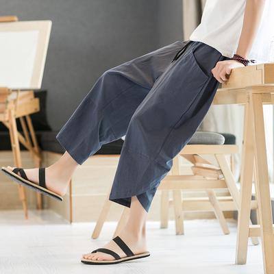 Pantaloni Casual da Uomo per Esterno Colore Unico Vestibilità Slim Tasca Larga Pantaloni a Nove Punti Pantaloni Casual di Alta Qualità per Uomo