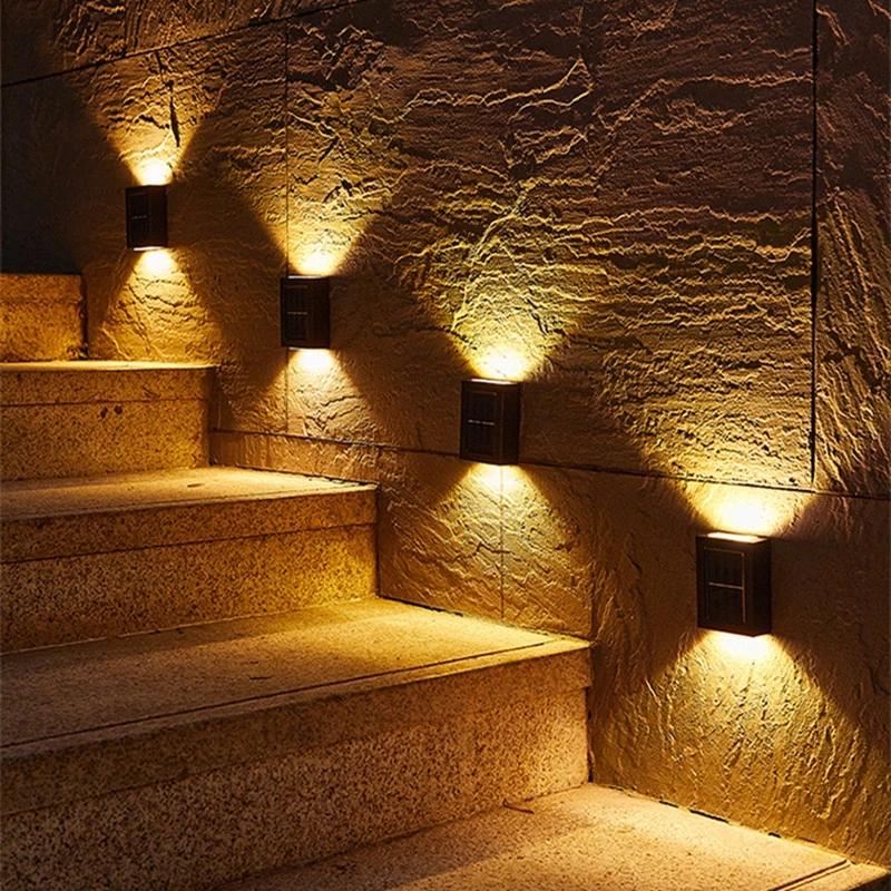 Solar Wall Light ABS Waterproof Up Down Outdoor with Built-in Li-ion Battery for Garden Yard Stairs Decoration Solar Panel Light