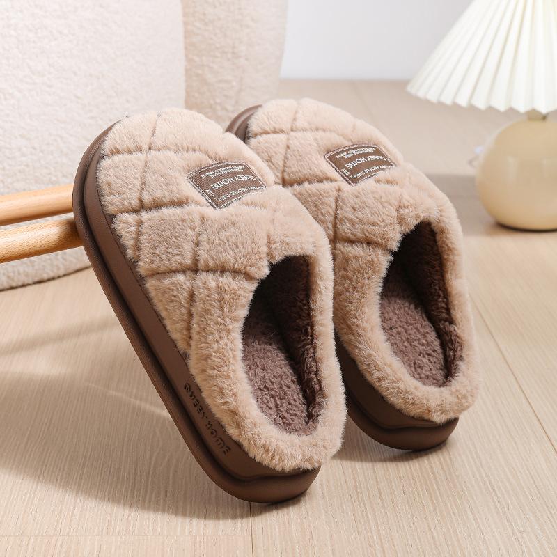 

Home cotton slippers men s autumn and winter home thick-bottomed plush warm non-slip cotton slippers women s new models 44-45
