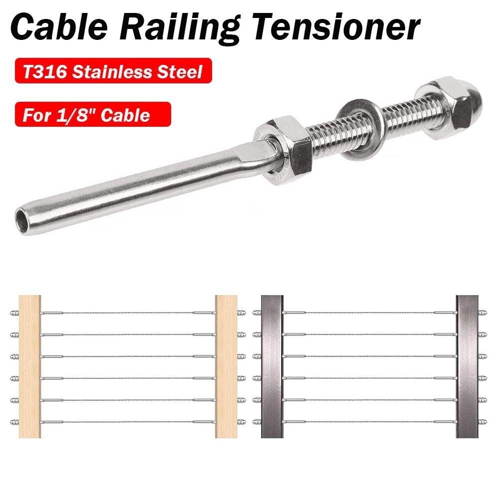 New T316 Stainless Steel Cable Railing Tensioner 1/8" Silver Cable Railing Receiver Cable Railing Fitting Terminal Deck