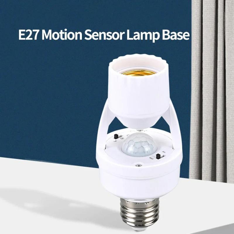 LED Human Body Induction Energy-saving E27 Lamp Holder Intelligent Switch Light Timing Infrared Induction Lamp Base 85-265V