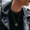 Niche Design Chinese Style Pixiu Pendant Necklace - Double Ring Men's Trendy Retro Jewelry