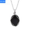 European and American fashion natural crystal stone denier-shaped hand-wound pendant amethyst tiger eye stone necklace jewelry